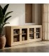 Aparador 4 puertas de cristal en olmo reciclado natural boho Mdmhogar