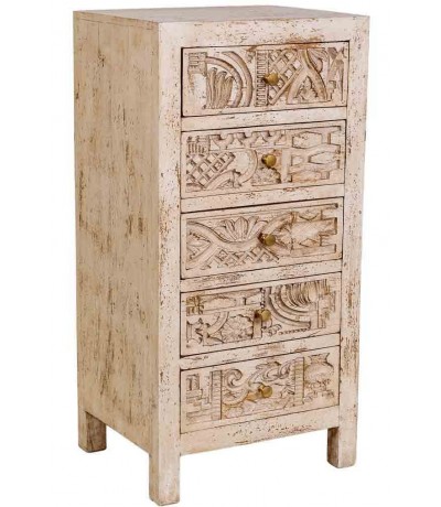 Sinfonier madera de mango tallada acabado crema vintage