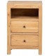 Mesita de noche madera maciza mindi natural 2 cajones estilo boho 2