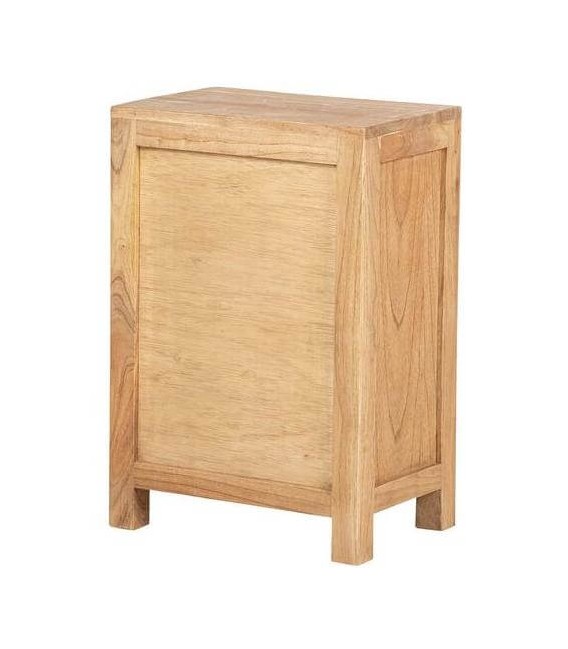 Mesita de noche madera maciza mindi natural 2 cajones estilo boho 4