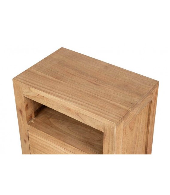 Mesita de noche madera maciza mindi natural 2 cajones estilo boho 5