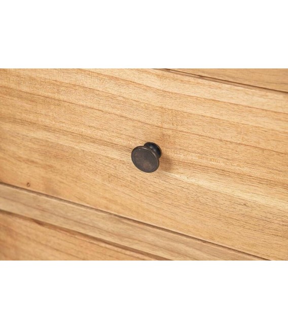 Mesita de noche madera maciza mindi natural 2 cajones estilo boho 7