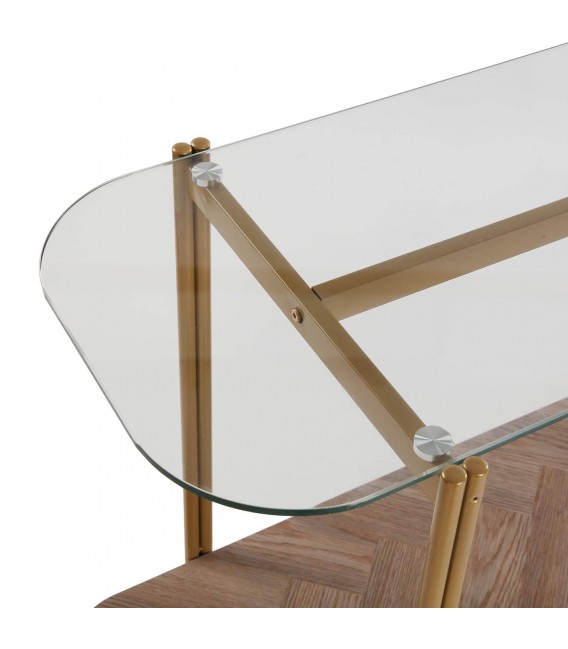 Consola entrada madera nogal mdf metal dorado cristal art deco 2