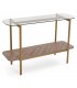 Consola entrada madera nogal mdf metal dorado cristal art deco