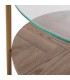 MESA CENTRO CIRCULAR 80 X 80 X 45 LATIA METAL DORADO MADERA MDF NOGAL Y CRISTAL