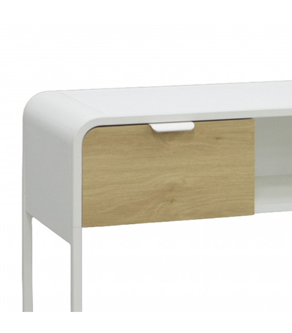 CONSOLA DE ENTRADA 100 X 33 X 80 NISA MADERA NATURAL METAL  BLANCO