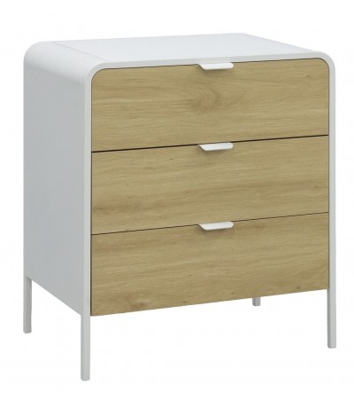 Cajonera auxiliar melamina blanca 3 cajones madera natural hogar