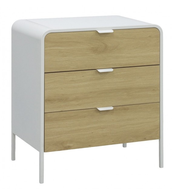 Cajonera auxiliar melamina blanca 3 cajones madera natural hogar