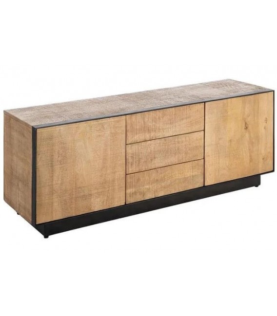 Mueble TV madera mango natural hierro estilo industrial salon 1