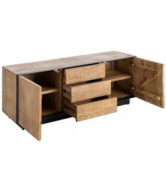 Mueble TV madera mango natural hierro estilo industrial salon 2