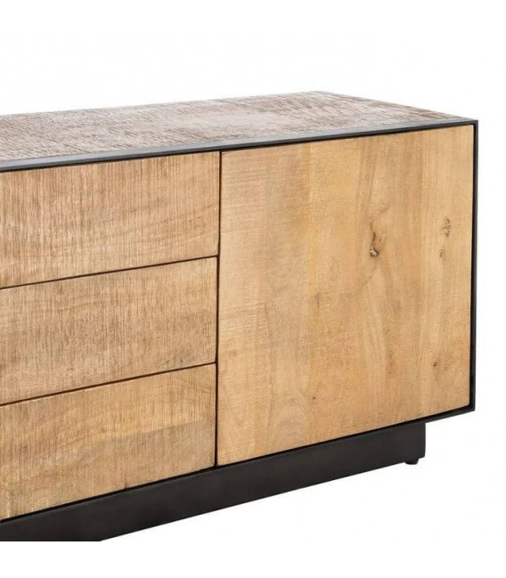 Mueble TV madera mango natural hierro estilo industrial salon 5