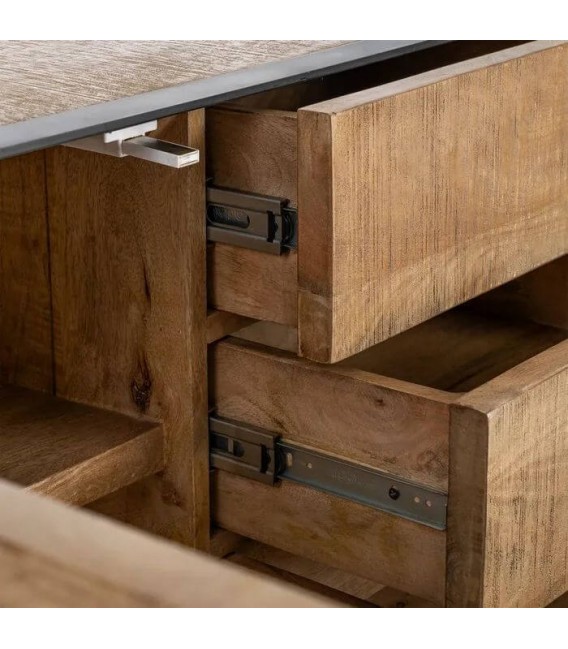Mueble TV madera mango natural hierro estilo industrial salon 3