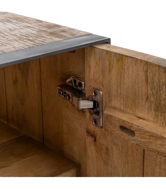Mueble TV madera mango natural hierro estilo industrial salon 4