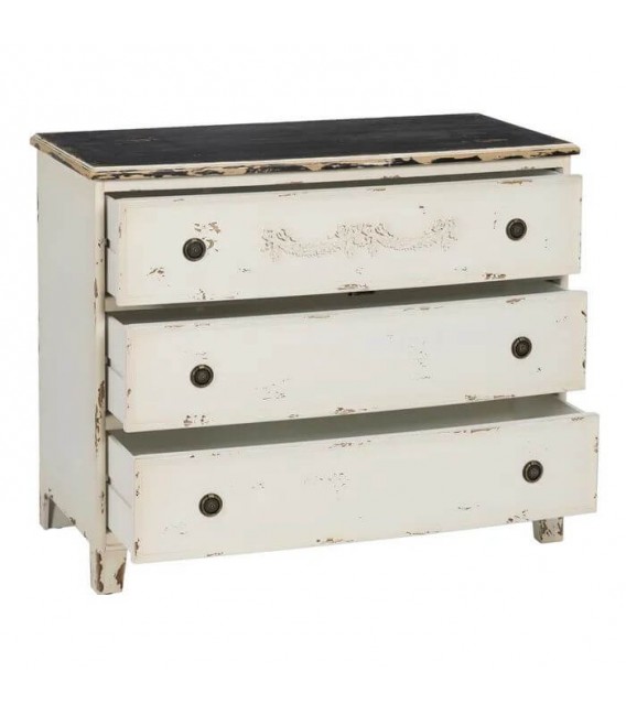 Cómoda madera abeto blanqueada estilo romántico cajones cobre 2