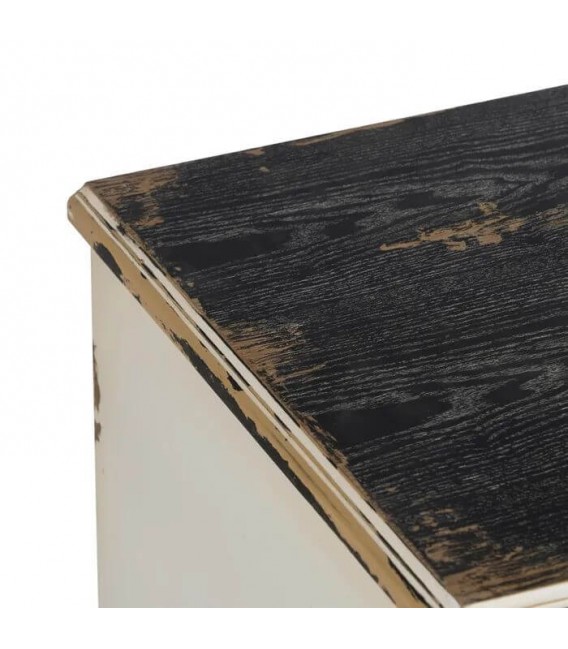 Cómoda madera abeto blanqueada estilo romántico cajones cobre 3