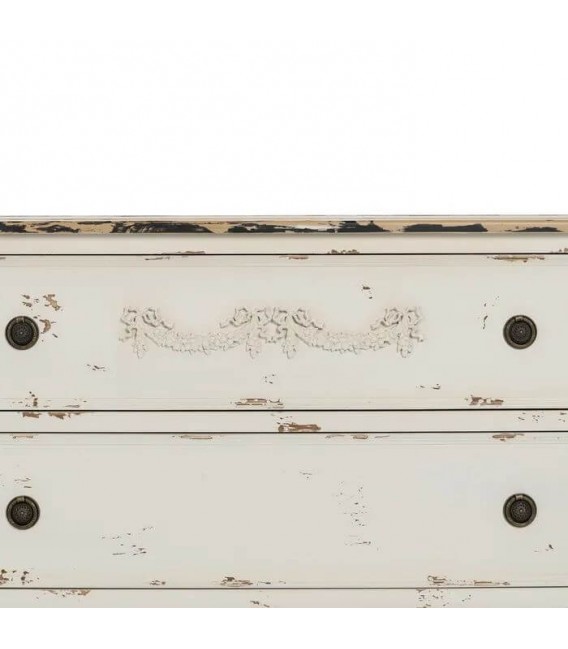 Cómoda madera abeto blanqueada estilo romántico cajones cobre 5