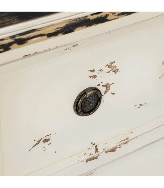 Cómoda madera abeto blanqueada estilo romántico cajones cobre 7