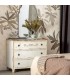 Cómoda madera abeto blanqueada estilo romántico cajones cobre