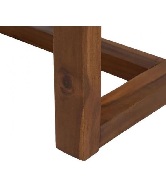 Banqueta boho madera teca asiento trenzado ratán natural nogal 6