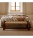 Banqueta boho madera teca asiento trenzado ratán natural nogal mdmhogar