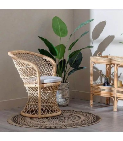Sillon ratan natural beige trenzado artesanal estilo contemporaneo mdmhogar