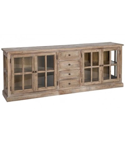 Aparador boho madera pino reciclado natural cristal salon grande