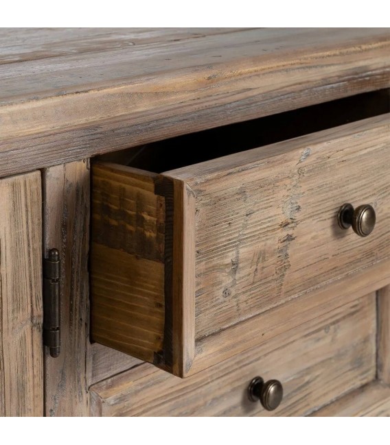 Aparador boho madera pino reciclado natural cristal salon grande 4