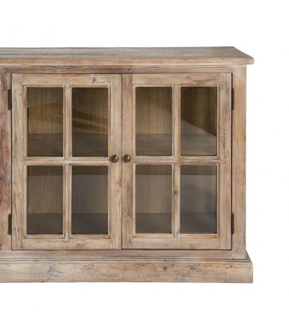 Aparador boho madera pino reciclado natural cristal salon grande 5