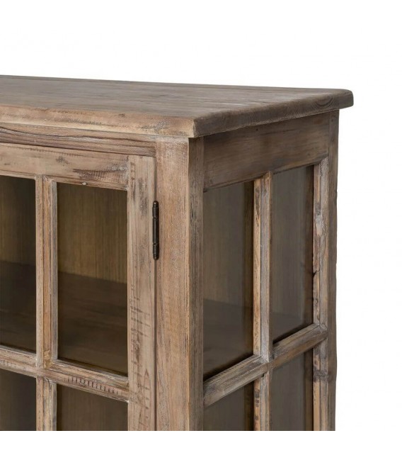 Aparador boho madera pino reciclado natural cristal salon grande 7