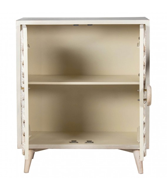 Armario alacena bajo madera mango tallada blanqueada natural 2