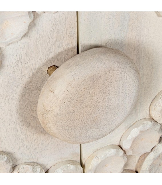 Armario alacena bajo madera mango tallada blanqueada natural 5