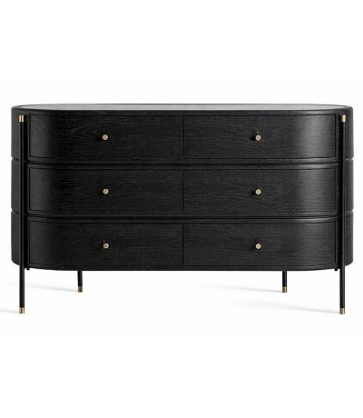 COMODA XL 140 X 57 X 82 BILVEN MADERA TEÑIDA NEGRO METAL DORADO