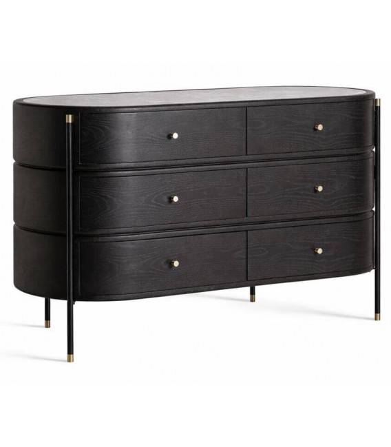 COMODA XL 140 X 57 X 82 BILVEN MADERA TEÑIDA NEGRO METAL DORADO