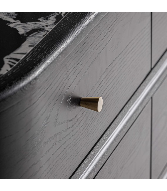 COMODA XL 140 X 57 X 82 BILVEN MADERA TEÑIDA NEGRO METAL DORADO