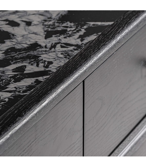 COMODA XL 140 X 57 X 82 BILVEN MADERA TEÑIDA NEGRO METAL DORADO