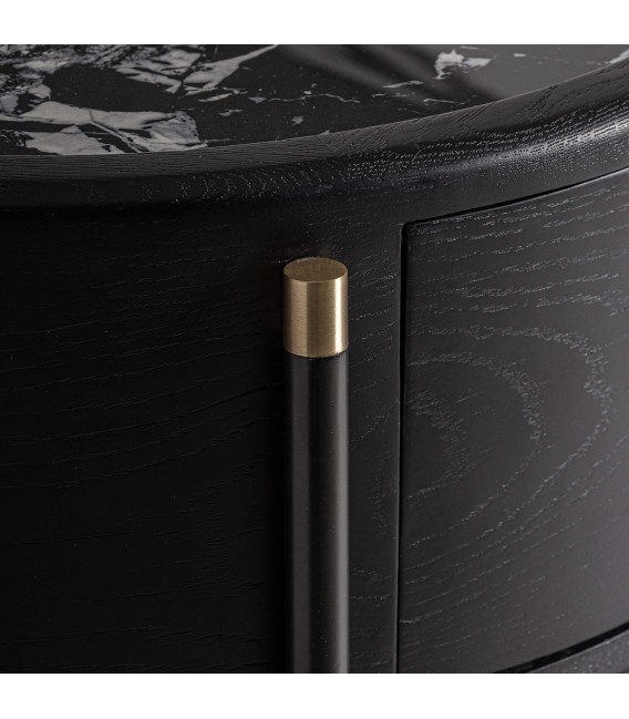 COMODA XL 140 X 57 X 82 BILVEN MADERA TEÑIDA NEGRO METAL DORADO