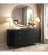 Cómoda XL madera negra ceramica marmol metal dorado estilo art deco Mdmhogar