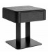 Mesita noche moderna madera olmo y metal negra 1 cajón minimalista