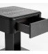 Mesita noche moderna madera olmo y metal negra 1 cajón minimalista5