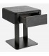 Mesita noche moderna madera olmo y metal negra 1 cajón minimalista1