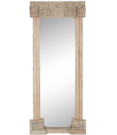 Espejo vestidor XL madera teca tallada a mano natural estilo etnico