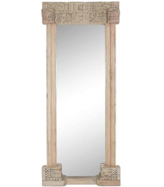 Espejo vestidor XL madera teca tallada a mano natural estilo etnico