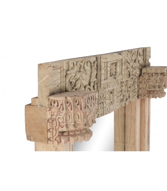 Espejo vestidor XL madera teca tallada a mano natural estilo etnico 1