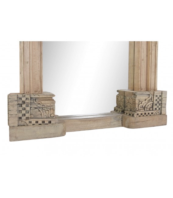Espejo vestidor XL madera teca tallada a mano natural estilo etnico 3