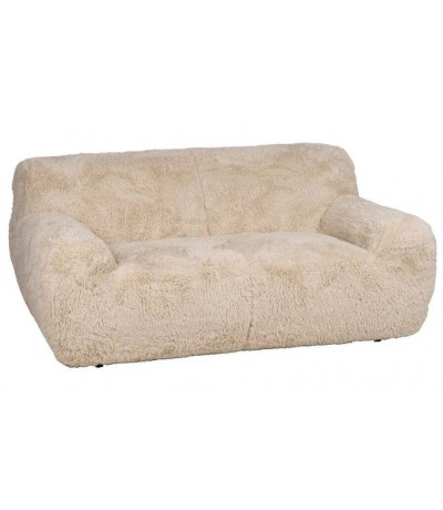 Sofa 2 plazas boho tela pelo largo beige salon comodo moderno