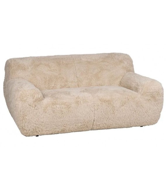 Sofa 2 plazas boho tela pelo largo beige salon comodo moderno