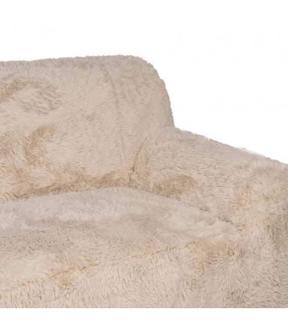 Sofa 2 plazas boho tela pelo largo beige salon comodo moderno 6