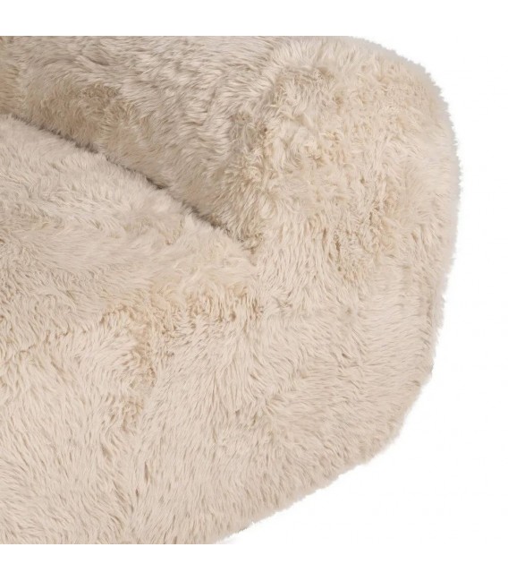 Sofa 2 plazas boho tela pelo largo beige salon comodo moderno 7