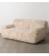 Sofa 2 plazas boho tela pelo largo beige salon comodo moderno 11