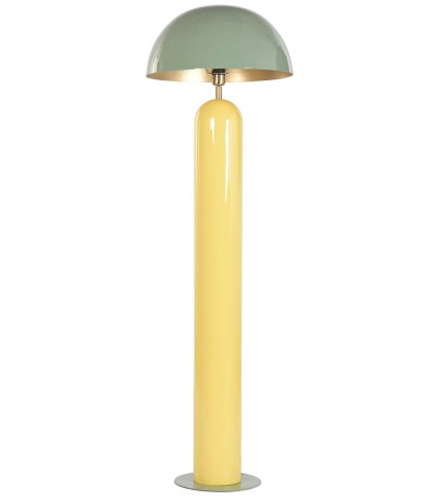 Lampara pie metal verde crema oro viejo estilo chic salon